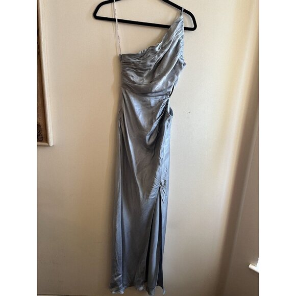 Shona Joy La Lune Asymmetrical Gathered Maxi Dress in Blue Size 2 - Picture 5 of 16